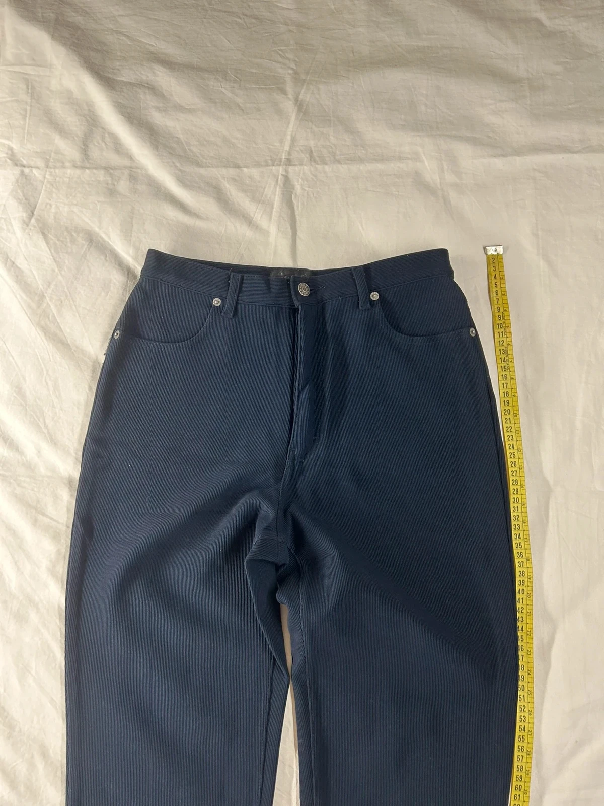 Pantalón ajustado azul marino ober style efecto acanalado talla 36 – photo 2